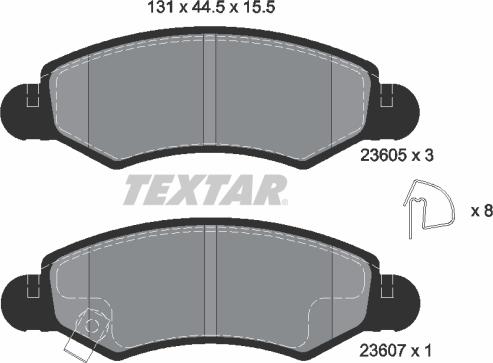 Textar 2360501 - Комплект спирачно феродо, дискови спирачки vvparts.bg