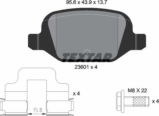 Textar 2360102 - Комплект спирачно феродо, дискови спирачки vvparts.bg