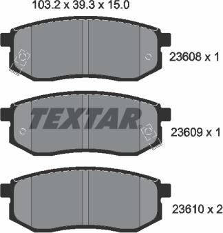 Textar 2360801 - Комплект спирачно феродо, дискови спирачки vvparts.bg