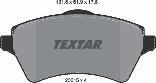 Textar 2361501 - Комплект спирачно феродо, дискови спирачки vvparts.bg