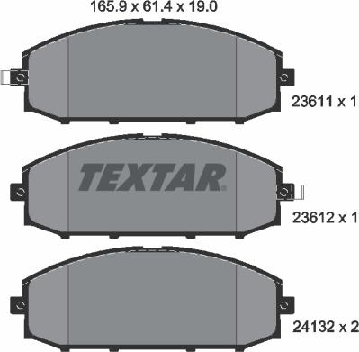 Textar 2361101 - Комплект спирачно феродо, дискови спирачки vvparts.bg