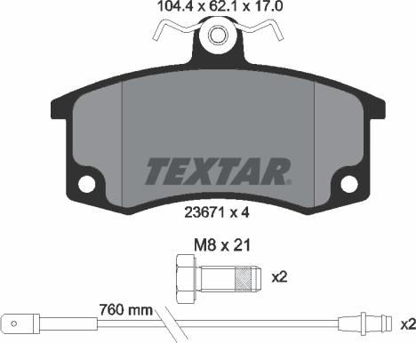 Textar 2367101 - Комплект спирачно феродо, дискови спирачки vvparts.bg