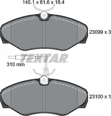 Textar 2309903 - Комплект спирачно феродо, дискови спирачки vvparts.bg