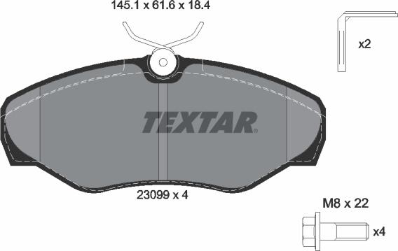 Textar 2309902 - Комплект спирачно феродо, дискови спирачки vvparts.bg