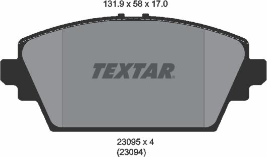 Textar 2309501 - Комплект спирачно феродо, дискови спирачки vvparts.bg