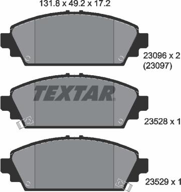 Textar 2309601 - Комплект спирачно феродо, дискови спирачки vvparts.bg