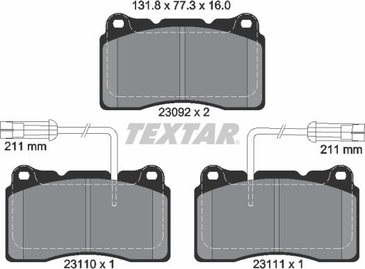 Textar 2309201 - Комплект спирачно феродо, дискови спирачки vvparts.bg
