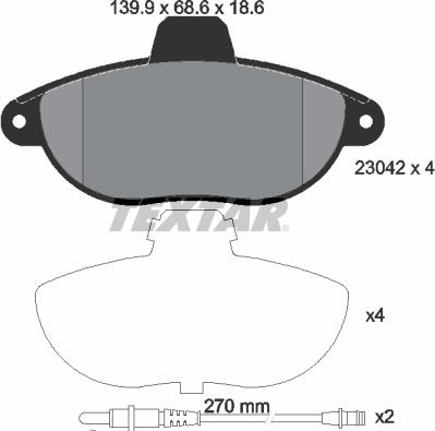 Textar 2304201 - Комплект спирачно феродо, дискови спирачки vvparts.bg