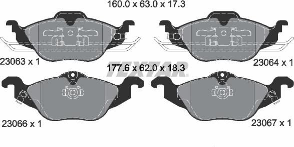 Textar 2306302 - Комплект спирачно феродо, дискови спирачки vvparts.bg