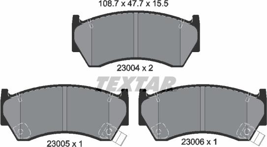 Textar 2300401 - Комплект спирачно феродо, дискови спирачки vvparts.bg