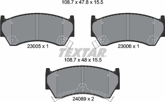 Textar 2300501 - Комплект спирачно феродо, дискови спирачки vvparts.bg