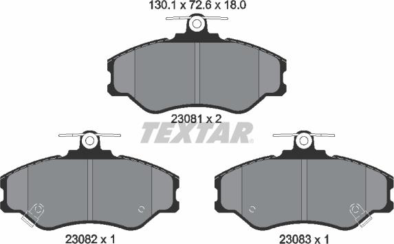 Textar 2308101 - Комплект спирачно феродо, дискови спирачки vvparts.bg