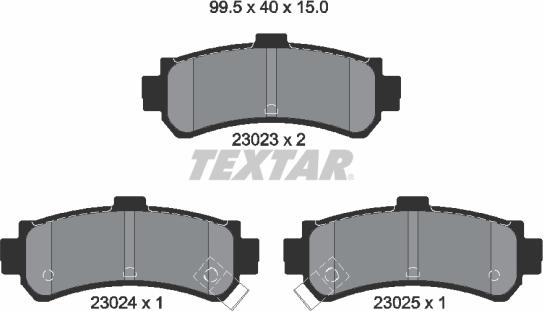 Textar 2302301 - Комплект спирачно феродо, дискови спирачки vvparts.bg