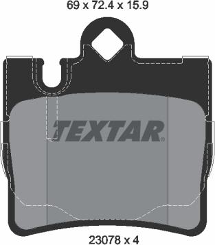 Textar 2307801 - Комплект спирачно феродо, дискови спирачки vvparts.bg