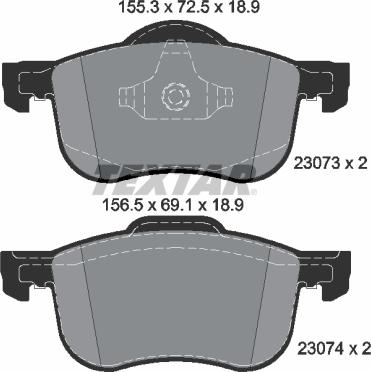 Textar 2307381 - Комплект спирачно феродо, дискови спирачки vvparts.bg