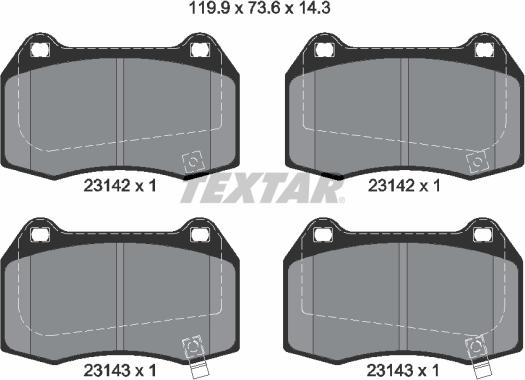 Textar 2314201 - Комплект спирачно феродо, дискови спирачки vvparts.bg