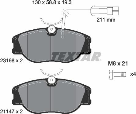 Textar 2316803 - Комплект спирачно феродо, дискови спирачки vvparts.bg