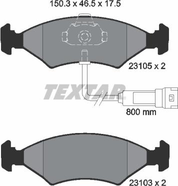 Textar 2310501 - Комплект спирачно феродо, дискови спирачки vvparts.bg