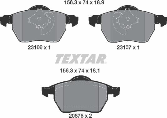 Textar 2310601 - Комплект спирачно феродо, дискови спирачки vvparts.bg