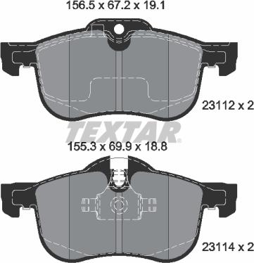 Textar 2311203 - Комплект спирачно феродо, дискови спирачки vvparts.bg