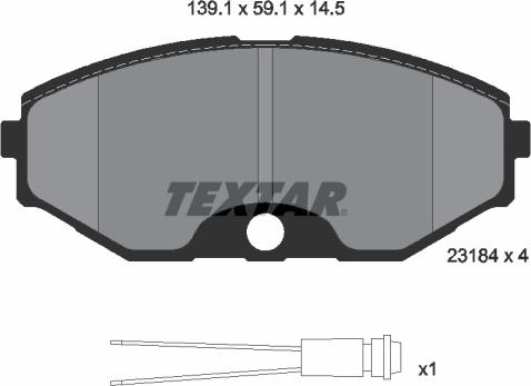 Textar 2318402 - Комплект спирачно феродо, дискови спирачки vvparts.bg