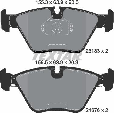 Textar 2318302 - Комплект спирачно феродо, дискови спирачки vvparts.bg