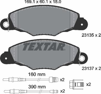 Textar 2313503 - Комплект спирачно феродо, дискови спирачки vvparts.bg