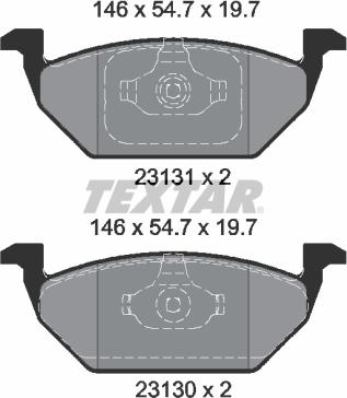 Textar 2313001 - Комплект спирачно феродо, дискови спирачки vvparts.bg