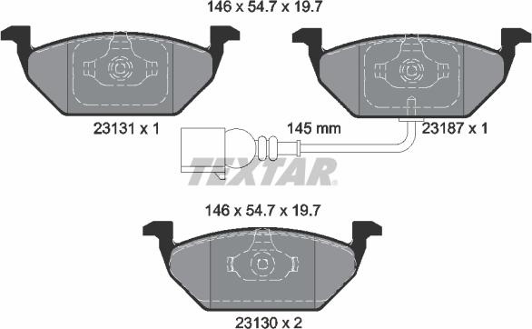 Textar 2313101 - Комплект спирачно феродо, дискови спирачки vvparts.bg