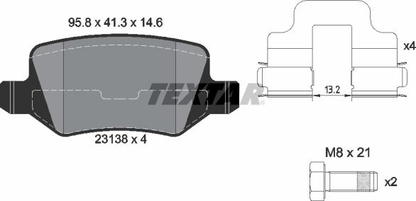 Textar 2313805 - Комплект спирачно феродо, дискови спирачки vvparts.bg