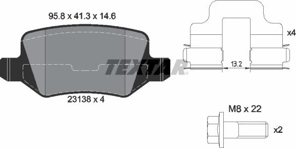 Textar 2313803 - Комплект спирачно феродо, дискови спирачки vvparts.bg