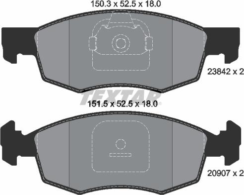 Textar 2384201 - Комплект спирачно феродо, дискови спирачки vvparts.bg