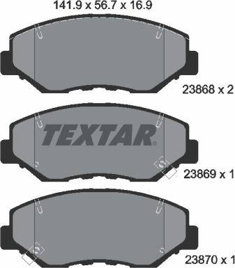 Textar 2386801 - Комплект спирачно феродо, дискови спирачки vvparts.bg