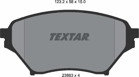 Textar 2386301 - Комплект спирачно феродо, дискови спирачки vvparts.bg