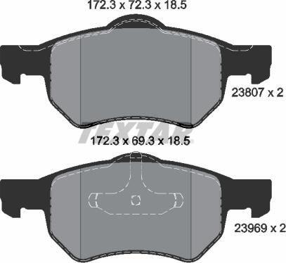 Textar 2380701 - Комплект спирачно феродо, дискови спирачки vvparts.bg