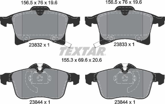 Textar 2383201 - Комплект спирачно феродо, дискови спирачки vvparts.bg