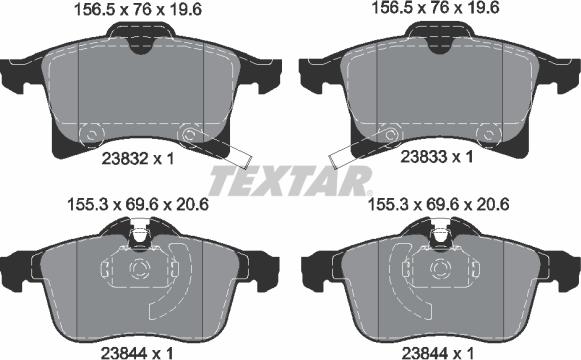 Textar 2383281 - Комплект спирачно феродо, дискови спирачки vvparts.bg