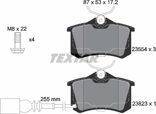 Textar 2382301 - Комплект спирачно феродо, дискови спирачки vvparts.bg