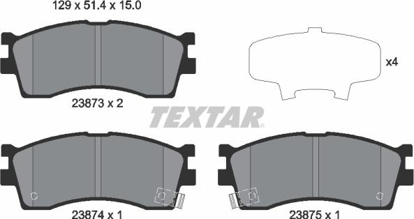 Textar 2387301 - Комплект спирачно феродо, дискови спирачки vvparts.bg