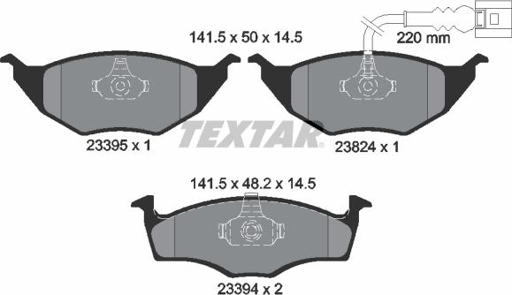 Textar 2339502 - Комплект спирачно феродо, дискови спирачки vvparts.bg