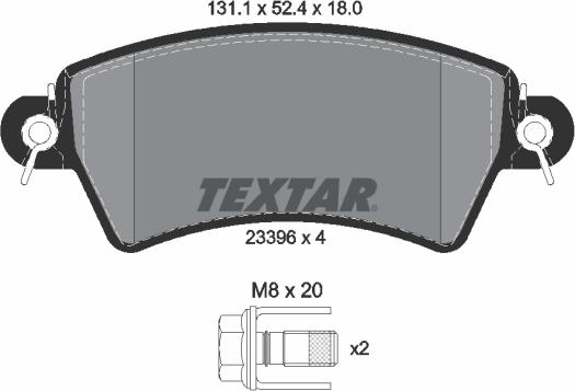Textar 2339602 - Комплект спирачно феродо, дискови спирачки vvparts.bg