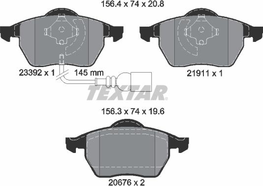 Textar 2339201 - Комплект спирачно феродо, дискови спирачки vvparts.bg