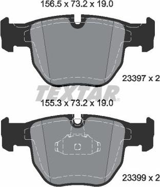 Textar 2339703 - Комплект спирачно феродо, дискови спирачки vvparts.bg