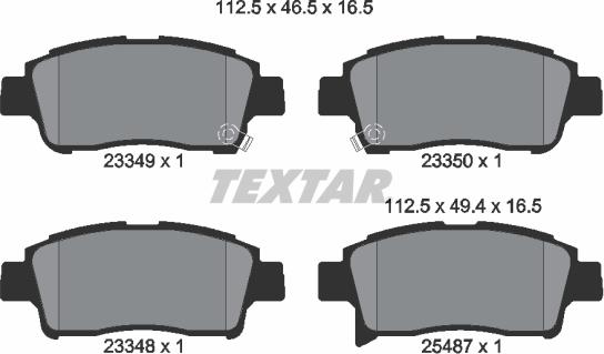 Textar 2334901 - Комплект спирачно феродо, дискови спирачки vvparts.bg