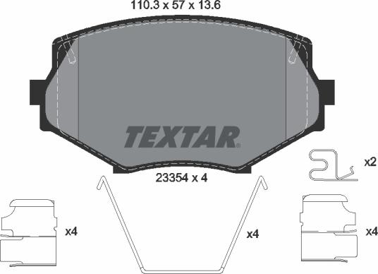 Textar 2335404 - Комплект спирачно феродо, дискови спирачки vvparts.bg