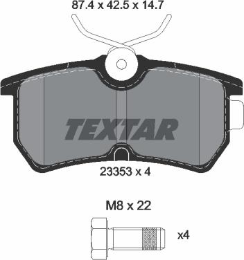 Textar 2335301 - Комплект спирачно феродо, дискови спирачки vvparts.bg