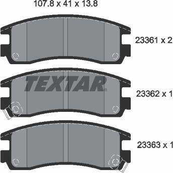 Textar 2336101 - Комплект спирачно феродо, дискови спирачки vvparts.bg