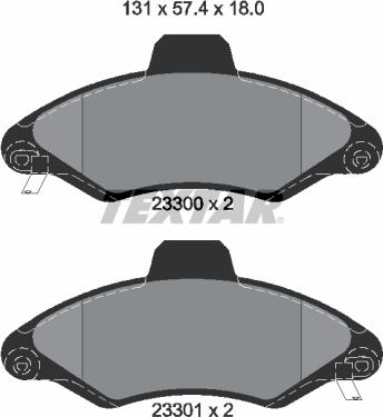 Textar 2330002 - Комплект спирачно феродо, дискови спирачки vvparts.bg