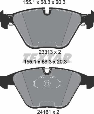 Textar 2331303 - Комплект спирачно феродо, дискови спирачки vvparts.bg