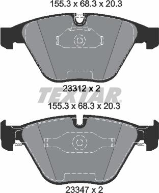 Textar 2331204 - Комплект спирачно феродо, дискови спирачки vvparts.bg